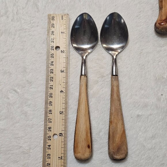 Aspen Trend Pacific Vintage Silverware Set Wood Handle Light & Dark Grain 13 PC - Picture 11 of 14